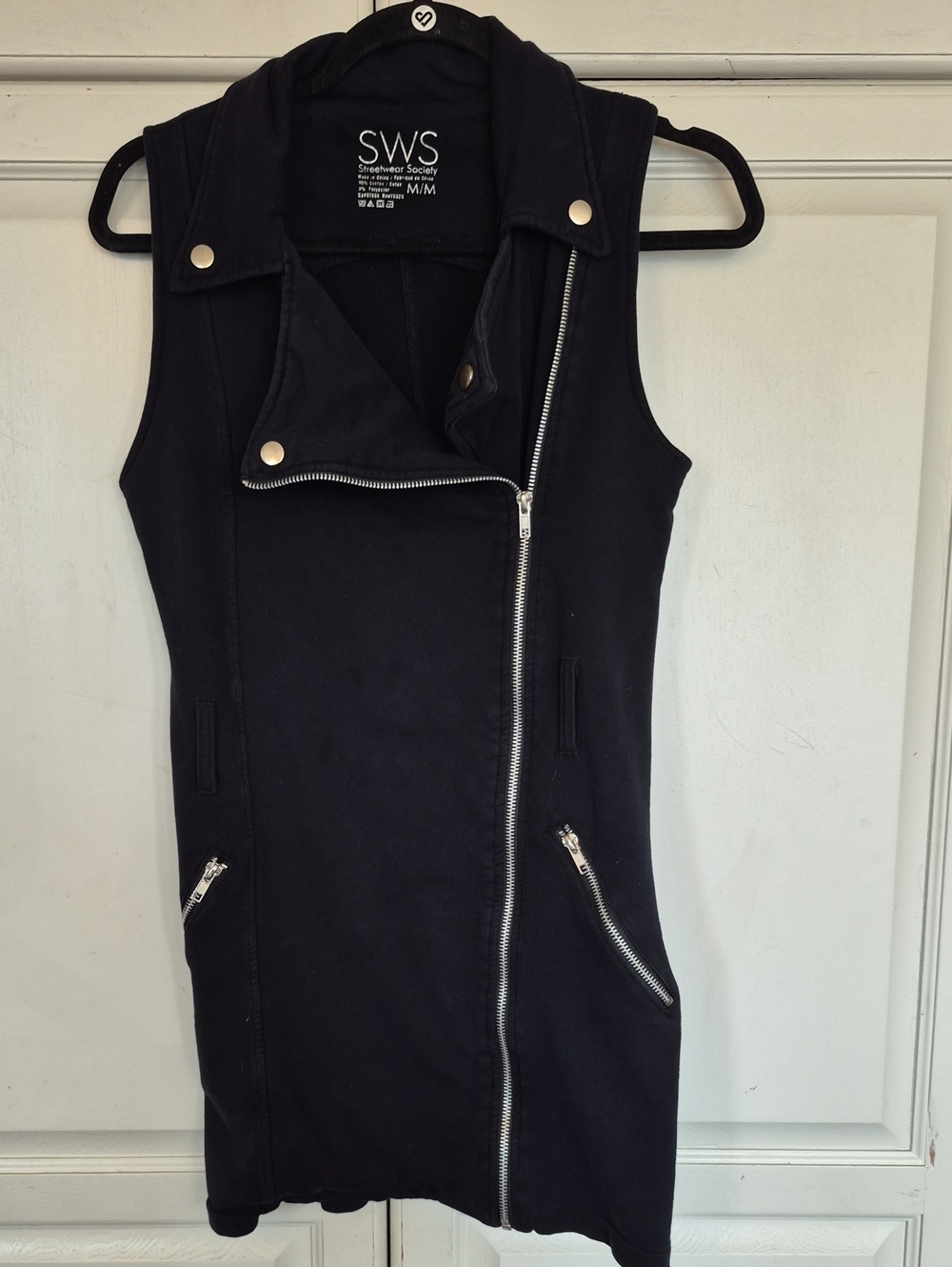 Streetwear Society Black Sleeveless Asymmetrical Zip Tunic